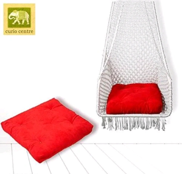  CURIO CENTER Make in India Leisure Half Moon Shape Nylon Swing with Cushion/Hammock Swing Chair-Iron Frame, Swing for Indoor/Outdoor/Nylon Rope Swing/Free Hanging Accessories(36 x 27 x 53 In, White - Free Size, White,  Nylon  Rope With Iron  Frame,  Pack of1, Half Moon Shape